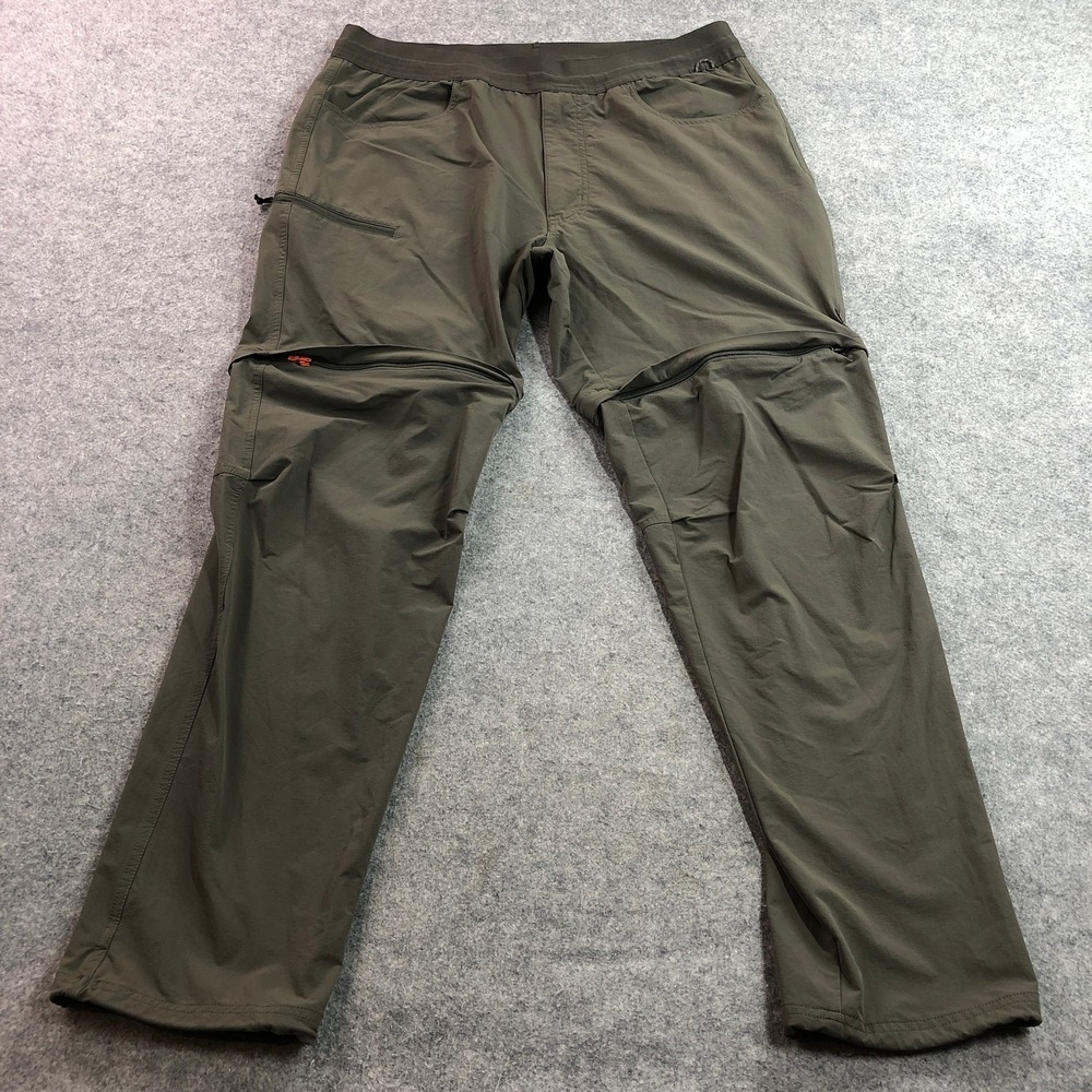 REI Mens Convertible Hiking Pants XL 34x30 Olive Green Zip Off Cargo Stretch